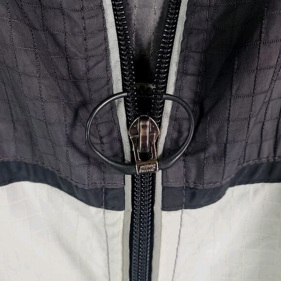 Vtg 90s Y2K Nike Jacket XL Nylon Black Grey Cream Swoosh Full Zip Windbreaker - Picture 3 of 15